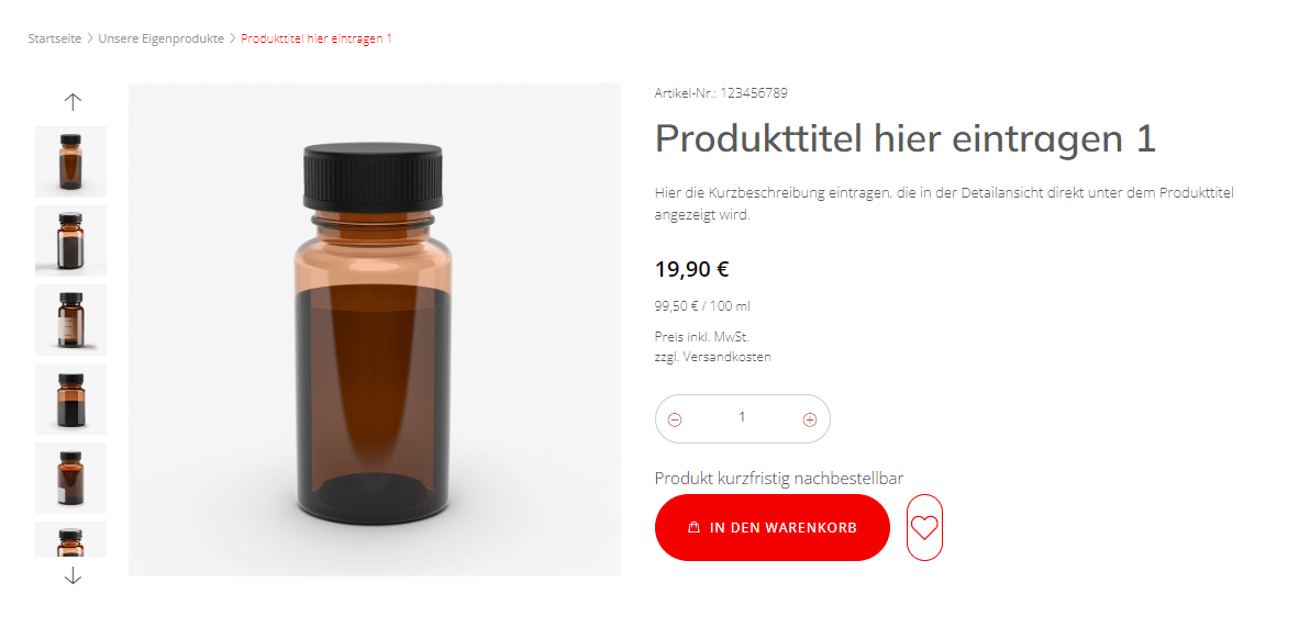 Meldung Produkt kurzfristig nachbestellbar